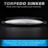BLUEWING Torpedo Sinker Through Wire Fishing Weight Saltwater Bullet Lead Double Ringed, 4 oz, 3 Pack view 2