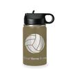 LaserGram Personalized Water Bottle, Volleyball Ball, Stainless Steel Double Wall Vacuum Insulated with Flip Top Straw, Custom Engraved Gift (12oz / 335ml Camo Green) view 1