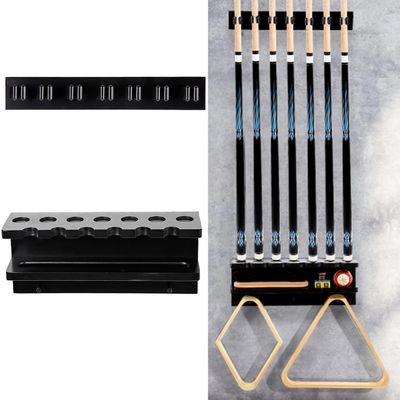 Onemacc Pool Stick Holder Wall Mount, Solid Wood Billiards Cue Rack for 7 Sticks, Claw Wall Mount for Billiards Decor, Accessories, Black