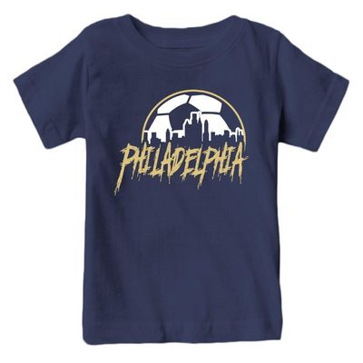 Xtreme Apparrel Philadelphia Soccer Skyline Kid's Fan T-Shirt (Navy Shirt, 4T)