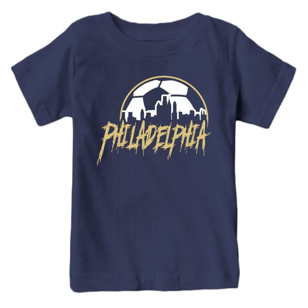 Xtreme Apparrel Philadelphia Soccer Skyline Kid's Fan T-Shirt (Navy Shirt, 4T)