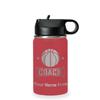 LaserGram Personalized Water Bottle, Basketball Coach, Stainless Steel Double Wall Vacuum Insulated with Flip Top Straw, Custom Engraved Gift (12oz / 335ml Maroon) view 1