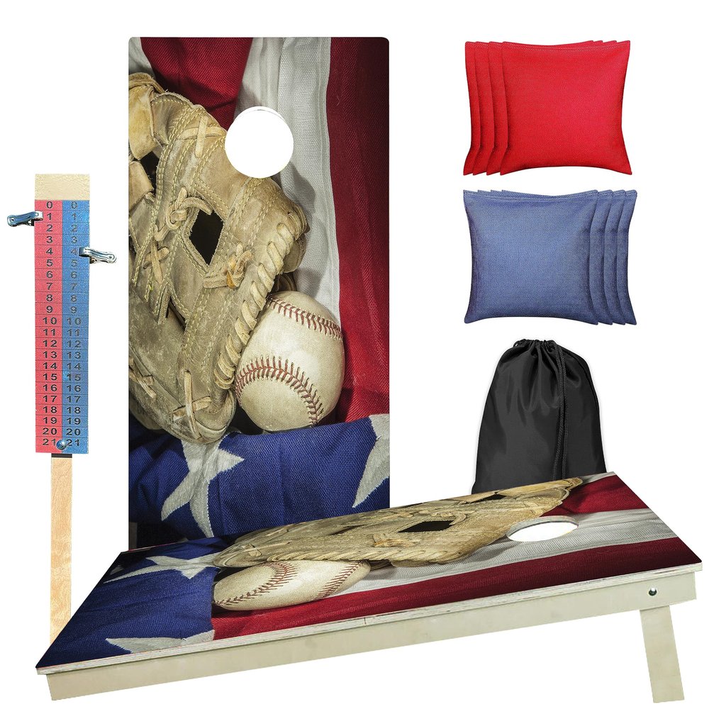 CornholeGamesUSA Professional Cornhole Set with Bags - Regulation Size Corn Hole Boards Game for Adults - Includes Score Tower and Carry Bag