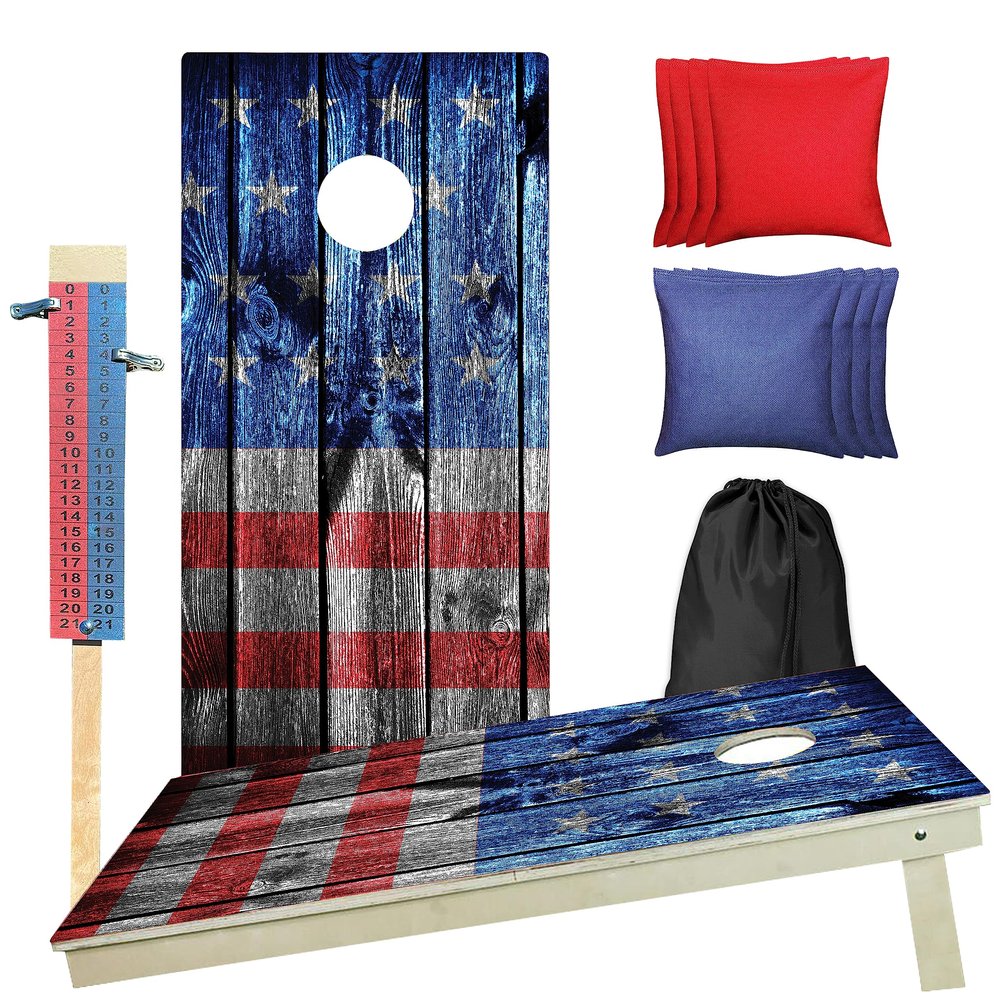 CornholeGamesUSA Professional Cornhole Set with Bags - Regulation Size Corn Hole Boards Game for Adults - Includes Score Tower and Carry Bag