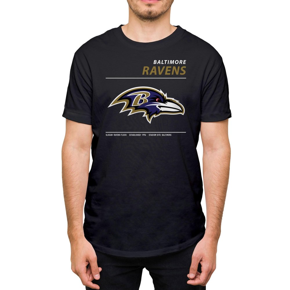 Hybrid Sports NFL - Baltimore Ravens - Logo and Stats - Men's and Women's Short Sleeve T-Shirt - Size 3 X-Large - Baltimore Ravens - Black