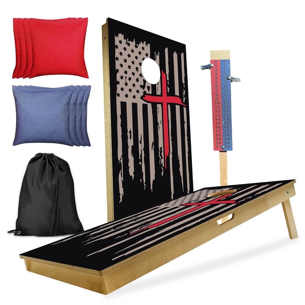 CornholeGamesUSA Professional Cornhole Set with Bags - Regulation Size Corn Hole Boards - Bean Bag Toss Game for Adults - Includes Score Tower and Carry Bag