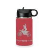 LaserGram Personalized Water Bottle, Motocross, Stainless Steel Double Wall Vacuum Insulated with Flip Top Straw, Custom Engraved Gift (12oz / 335ml Maroon) view 1