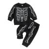 JeuaPho Baby Boy Halloween Outfits Pumpkin Pie Print Long Sleeve Sweatshirt and Pant for Toddler 2 Piece Fall Clothes Set (21 Black, 0-6 Months) view 1
