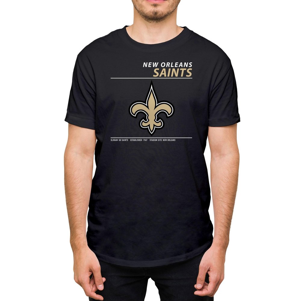 Hybrid Sports NFL - New Orleans Saints - Logo and Stats - Men's and Women's Short Sleeve T-Shirt - Size 2 X-Large - New Orleans Saints - Black