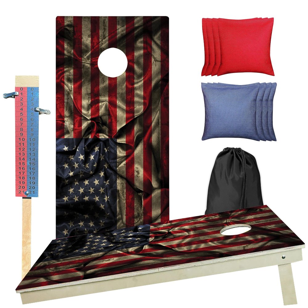 CornholeGamesUSA Professional Cornhole Set with Bags - Regulation Size Corn Hole Boards - Bean Bag Toss Game for Adults - Includes Score Tower and Carry Bag