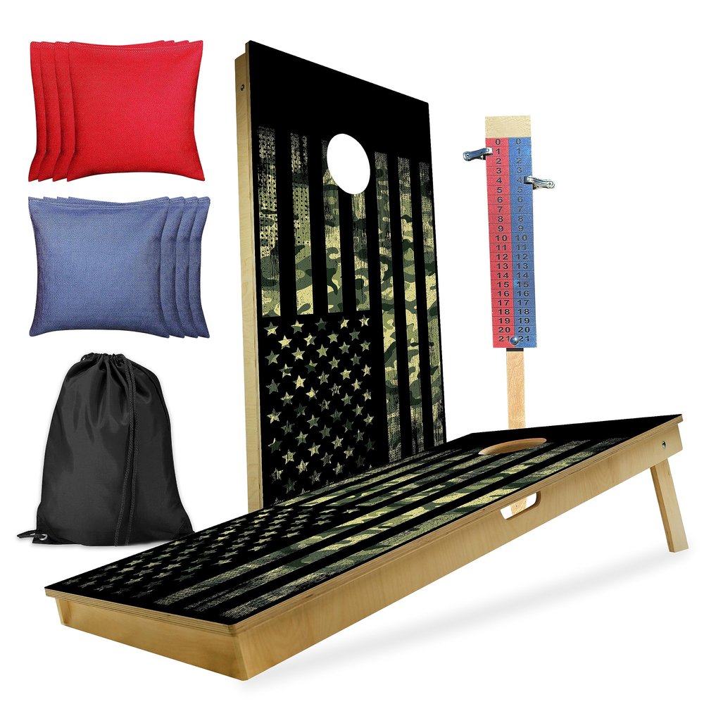 CornholeGamesUSA Professional Cornhole Set with Bags - Regulation Size Corn Hole Boards Game for Adults - Includes Score Tower and Carry Bag