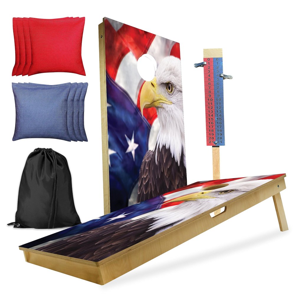 CornholeGamesUSA Professional Cornhole Set with Bags - Regulation Size Corn Hole Boards - Bean Bag Toss Game for Adults - Includes Score Tower and Carry Bag