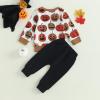 JeuaPho Baby Boy Halloween Outfits Pumpkin Pie Print Long Sleeve Sweatshirt and Pant for Toddler 2 Piece Fall Clothes Set (15 Black, 18-24 Months) view 2