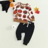 JeuaPho Baby Boy Halloween Outfits Pumpkin Pie Print Long Sleeve Sweatshirt and Pant for Toddler 2 Piece Fall Clothes Set (15 Black, 18-24 Months) view 3