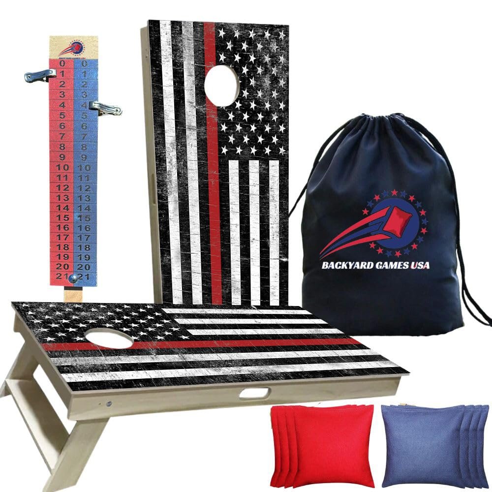 CornholeGamesUSA Professional Cornhole Set with Bags - Regulation Size Corn Hole Boards - Bean Bag Toss Game for Adults - Includes Score Tower and Carry Bag