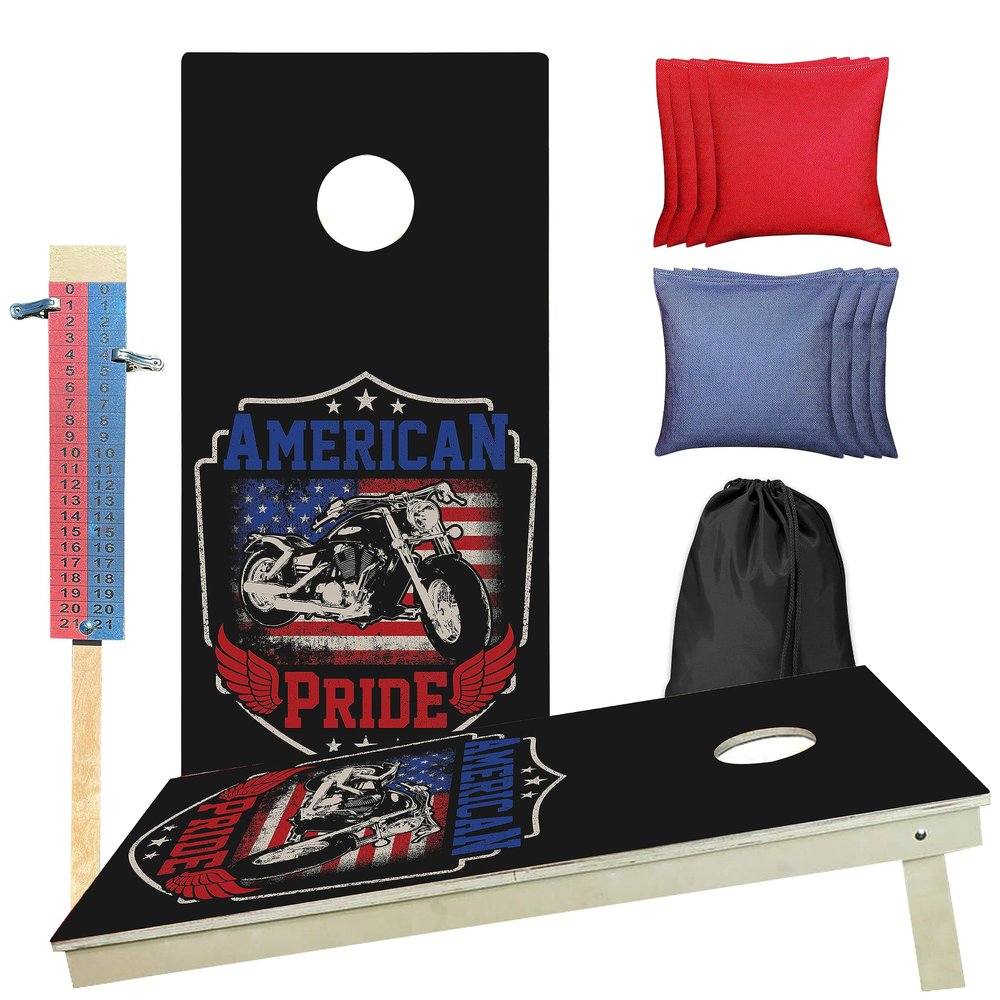 CornholeGamesUSA Professional Cornhole Set with Bags - Regulation Size Corn Hole Boards - Bean Bag Toss Game for Adults - Includes Score Tower and Carry Bag