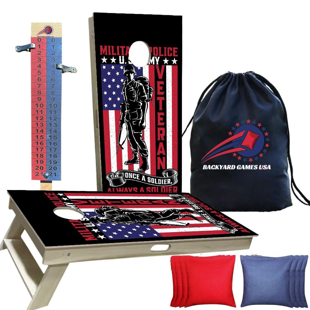 CornholeGamesUSA Professional Cornhole Set with Bags - Regulation Size Corn Hole Boards - Bean Bag Toss Game for Adults - Includes Score Tower and Carry Bag