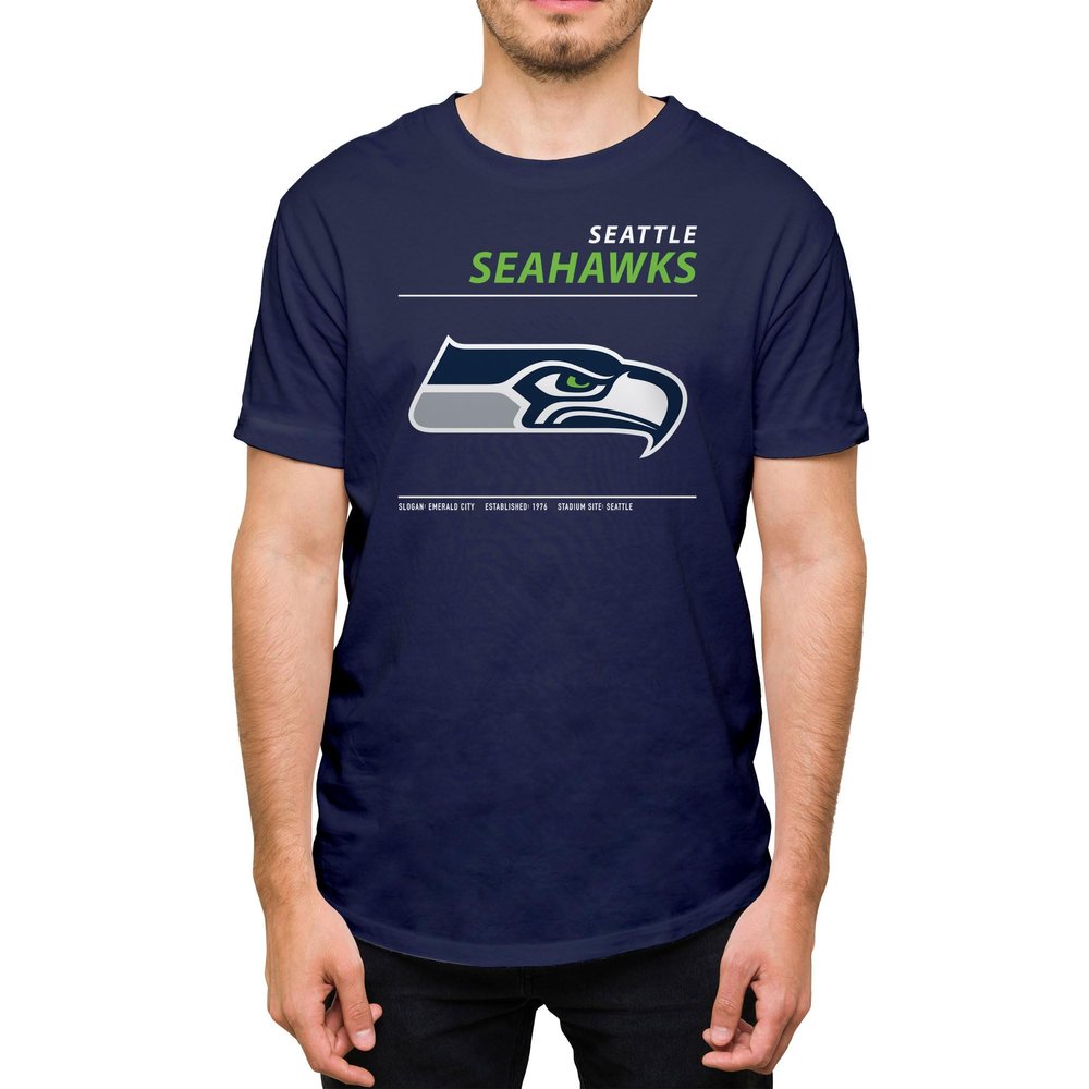 Hybrid Sports NFL - Seattle Seahawks - Logo and Stats - Men's and Women's Short Sleeve T-Shirt - Size 3 X-Large - Seattle Seahawks - Navy