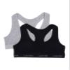 Calvin Klein Kids Girls' Modern Cotton Racerback Bralette 2-Pack, Black/Heather Grey, Large view 1