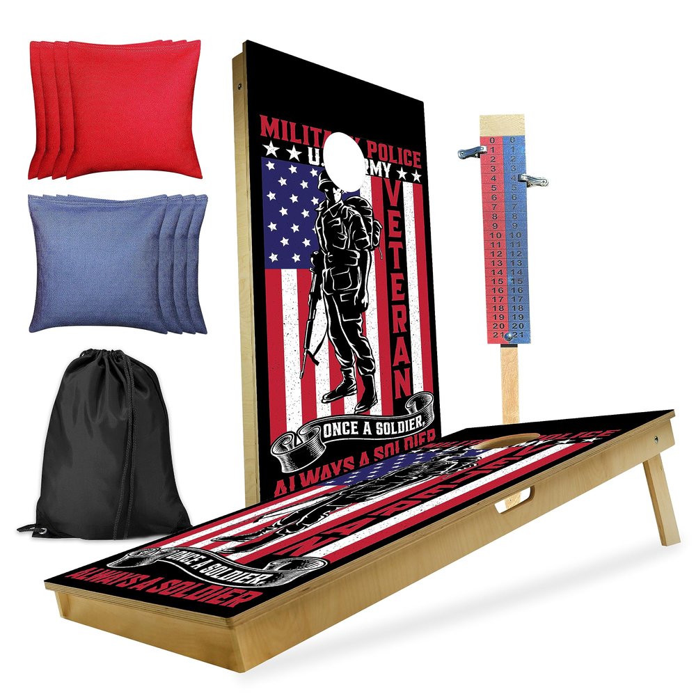 CornholeGamesUSA Professional Cornhole Set with Bags - Regulation Size Corn Hole Boards - Bean Bag Toss Game for Adults - Includes Score Tower and Carry Bag