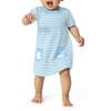 Little King NCAA Infant Girls Short Sleeve Striped Dress with Pockets-North Carolina-Carolina Blue -12 Months view 1