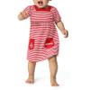 Little King NCAA Infant Girls Short Sleeve Striped Dress with Pockets-Ohio State-Red -18 Months view 1