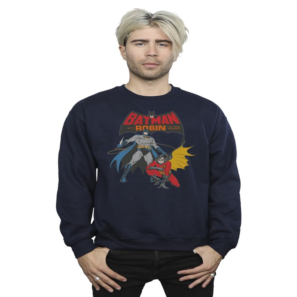 Absolute Cult DC Comics Men's Batman And Robin Sweatshirt, Navy Blue, Medium