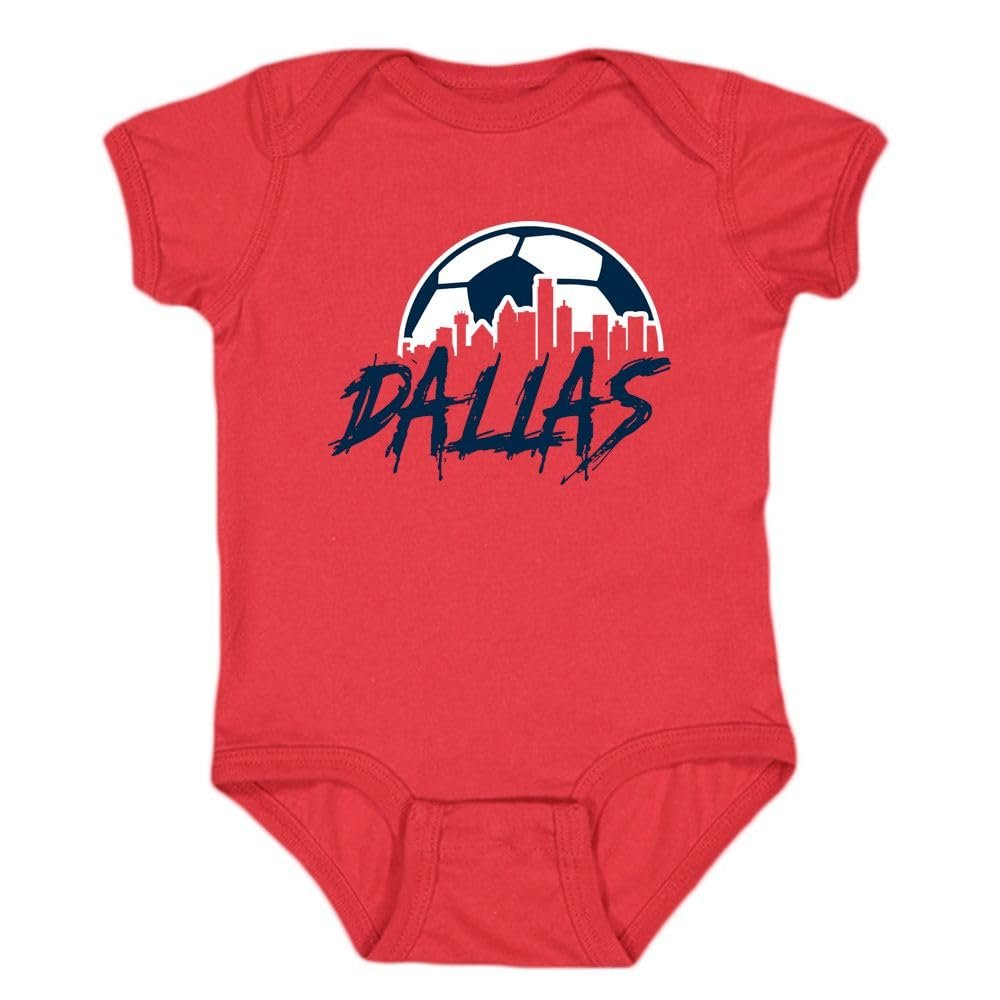 Dallas Skyline Kid's Bodysuit for Soccer Fans (Red, 24M)