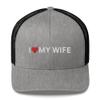 I Love My Wife Hat - Trucker Hat Mesh I Heart My Wife, Husband Gift, Git for Husband from Wife, Hubby Hubs Heather/Black view 1