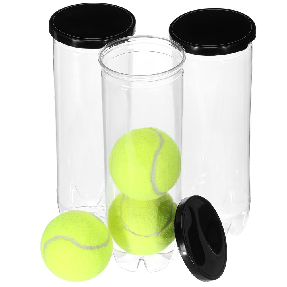 3Pcs Tennis Ball Storage Holder PVC Tube with Lid Balls Container Picker for Tennis Table Ping Pong Supplies Transparent Design for Easy Visibility