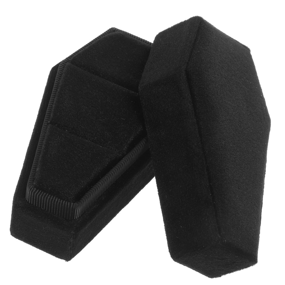 Outanaya Coffin Jewelry Container Box Coffin Shaped Ring Box Velvet Ring Wrap for Jewelry Abs Storage Black Packaging Display