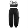 Fldy Kid Girls 2 Piece Outfits Girls Crop Tops with Sweatpants Joggers Set Jazz Hip Hop Dance Clothes Set Black b 7-8 Years view 2