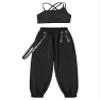 Fldy Kid Girls 2 Piece Outfits Girls Crop Tops with Sweatpants Joggers Set Jazz Hip Hop Dance Clothes Set Black b 7-8 Years view 3