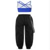 Fldy Kid Girls 2 Piece Outfits Girls Crop Tops with Sweatpants Joggers Set Jazz Hip Hop Dance Clothes Set Royal Blue 7-8 Years view 2