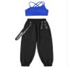 Fldy Kid Girls 2 Piece Outfits Girls Crop Tops with Sweatpants Joggers Set Jazz Hip Hop Dance Clothes Set Royal Blue 7-8 Years view 3