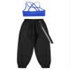 Fldy Kid Girls 2 Piece Outfits Girls Crop Tops with Sweatpants Joggers Set Jazz Hip Hop Dance Clothes Set Royal Blue 7-8 Years view 4