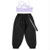 Fldy Kid Girls 2 Piece Outfits Girls Crop Tops with Sweatpants Joggers Set Jazz Hip Hop Dance Clothes Set Lavender 5-6 Years view 4