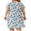 Agnes Orinda Plus Size Dress for Women Short Sleeves Pleated Summer Casual Floral Dresses 1X Pink Green view 4