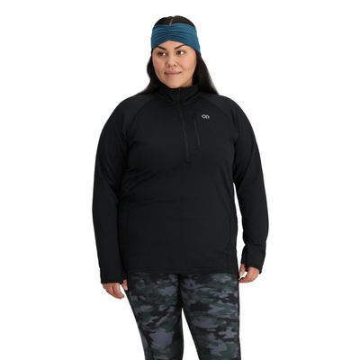 Outdoor Research Women's Vigor Grid Fleece Half Zip-Plus, Black, 2X