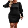 Jelly Brynn Women's Cable Knit Bodycon Crew Neck Pullovers Sweater Dress (as1, Alpha, l, Regular, Regular, Black) view 1