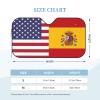 America Spain Friendship Flag Foldable Car Windshield Sunshade Blocks Heat and Sun Glare Uv Rays view 2