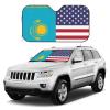 America Kazakhstan Friendship Flag Foldable Car Windshield Sunshade Blocks Heat and Sun Glare Uv Rays view 3