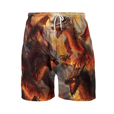 Dragon Mens Swim Trunks - Dragon Hawaiian Mens Shorts - Summer Drawstring Beachwear Shorts Series 22 Size M