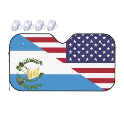 America Guatemala Friendship Flag Foldable Car Windshield Sunshade Blocks Heat and Sun Glare Uv Rays