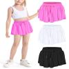 Auranso Girls Flowy Shorts with Pocket 2-in-1 Athletic Running Butterfly Shorts 3Pack Black-White-Rose Red 7-8 Years