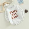 MERSARIPHY Baby Football Sweatshirt Romper Outfit Infant Girl Boy Funny Letter Long Sleeve Bodysuit Fall Winter Clothes (Y Gray, 0-3 Months) view 2