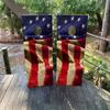 Pair of Waterproof Cornhole Board Wraps- Decals ONLY- 13 Colonies Waving USA Flag - Laminated - Easy to Apply view 1