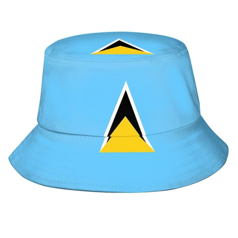 Cute St Lucia Flag Bucket Hats Reversible Fisherman Cap Packable Sun Hat for Women Men