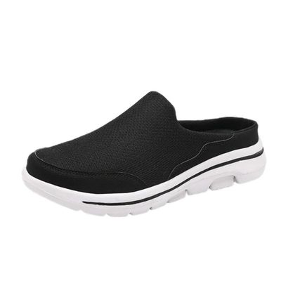 LLTMALL Men's Backless Mesh Walking Mules Shoes Comfort Slip on Garden Clog Slippers Black 9.5