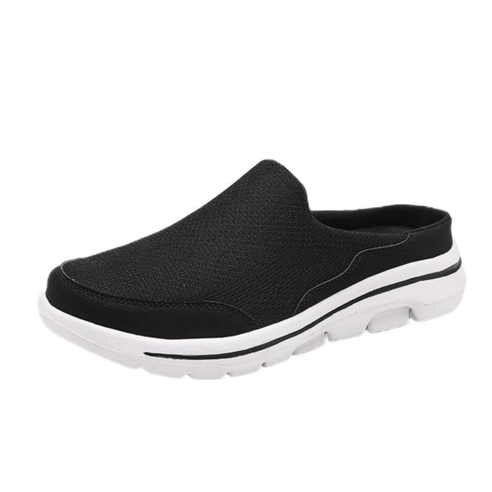 LLTMALL Men's Backless Mesh Walking Mules Shoes Comfort Slip on Garden Clog Slippers Black 9.5
